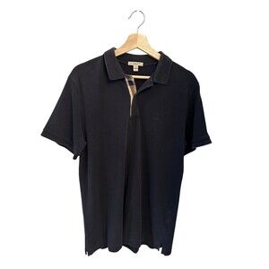 Burberry cotton piqué polo shirt black with a Nova Check collar large